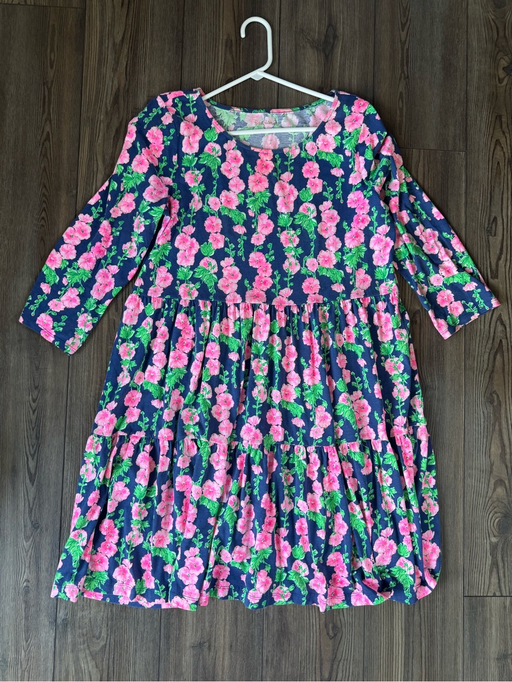 Lilly Pulitzer Long Sleeve Navy Pink Green Floral Dress - Women’s L
